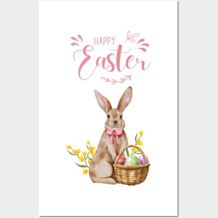 Happy easter with bunny Posters and Art